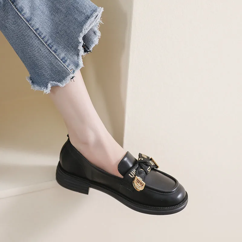 Women Fashion Bowknot Casual Lug Sole Loafers