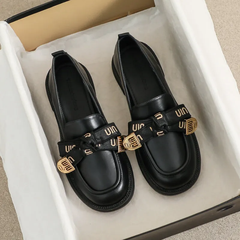 Women Fashion Bowknot Casual Lug Sole Loafers