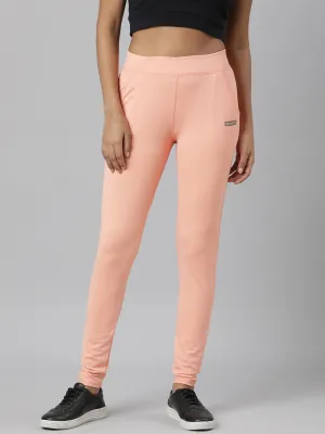 Women Peach Solid Trackapant