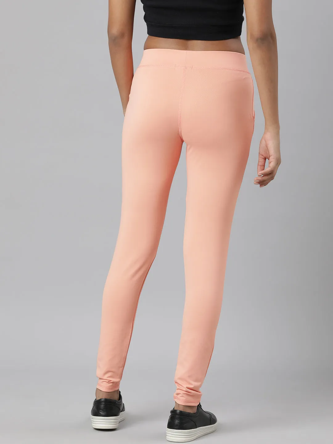 Women Peach Solid Trackapant