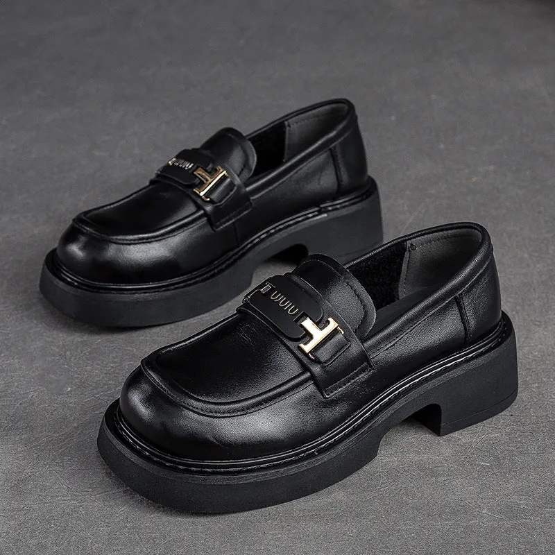 Women Retro Minimalist Leather Casual Loafers