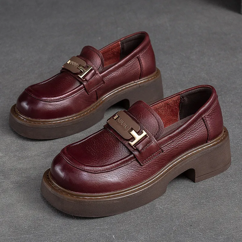 Women Retro Minimalist Leather Casual Loafers