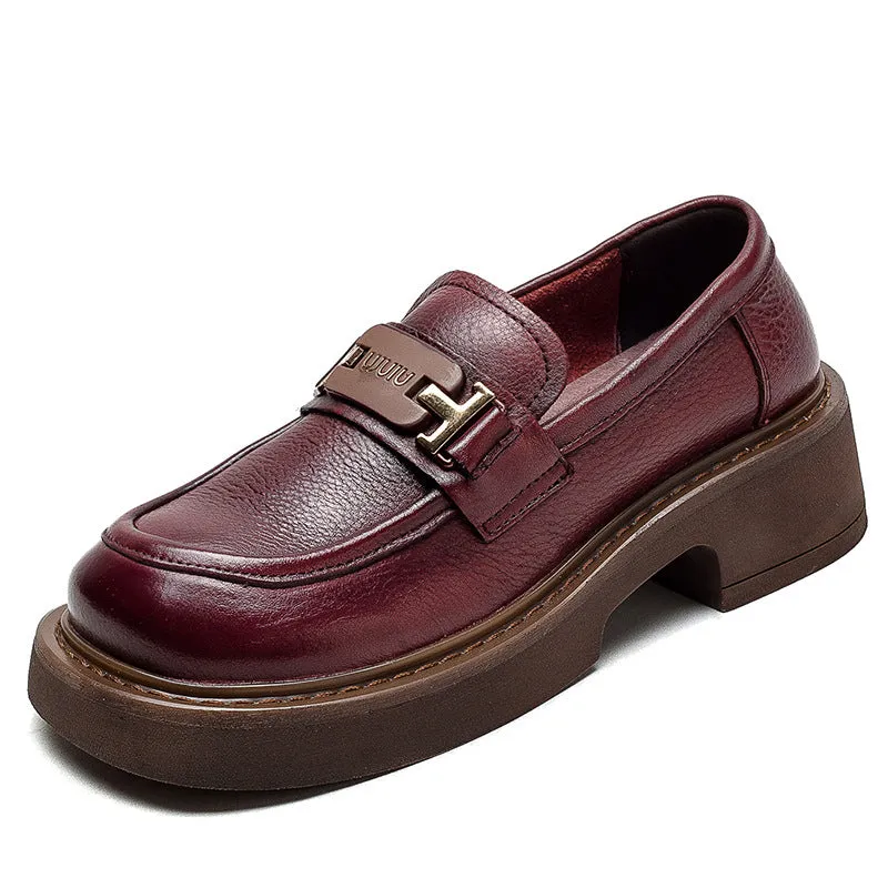 Women Retro Minimalist Leather Casual Loafers