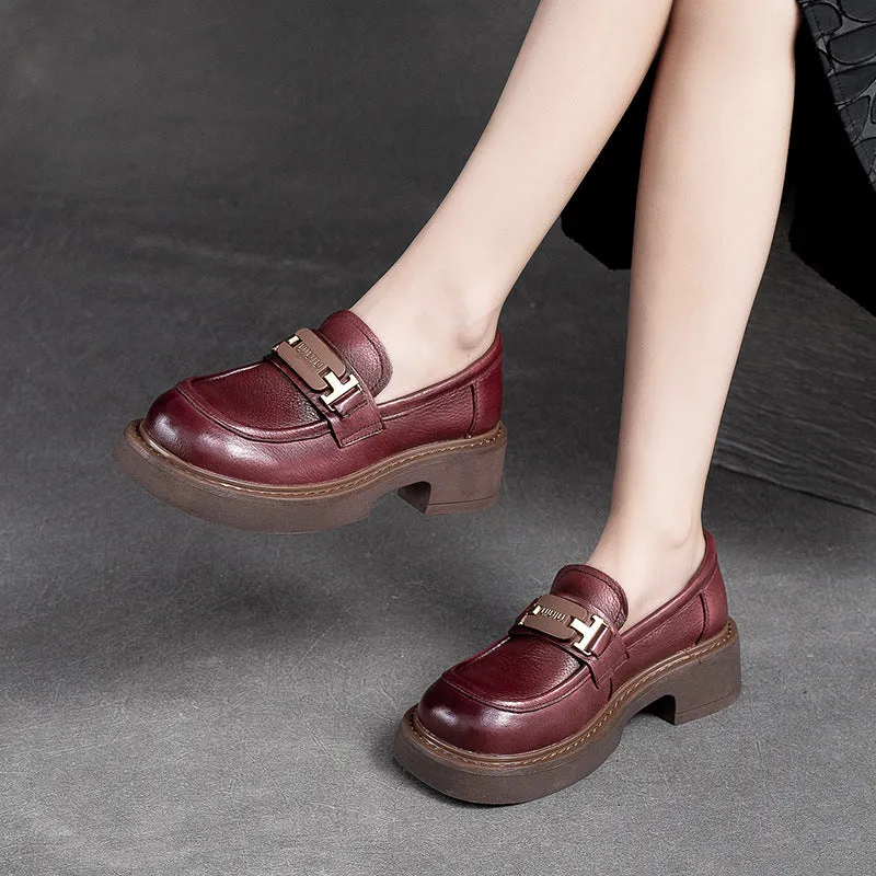 Women Retro Minimalist Leather Casual Loafers