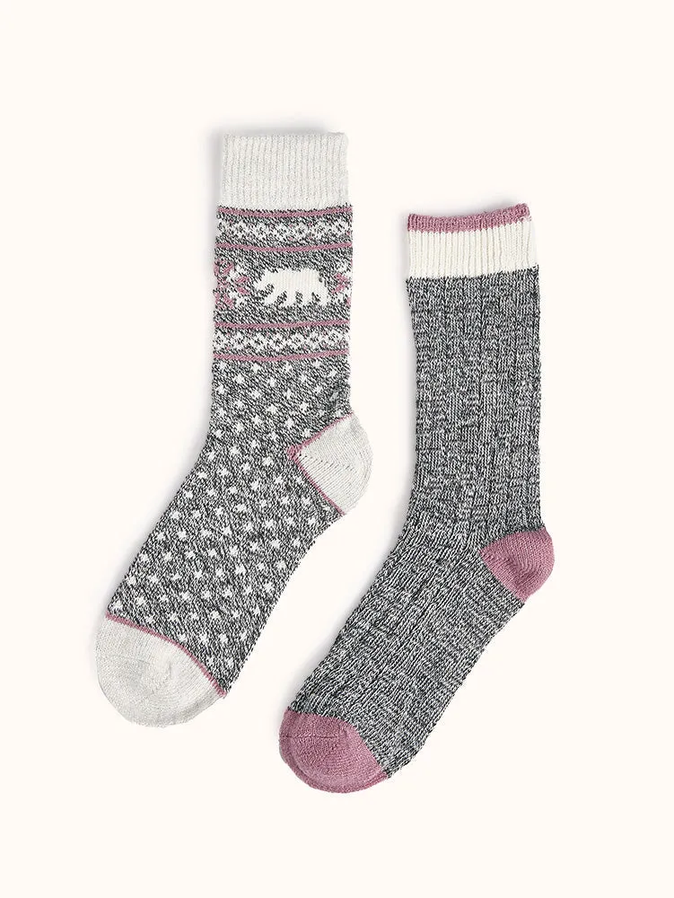 Women's Wool Blend Crew Socks (2 Pairs)